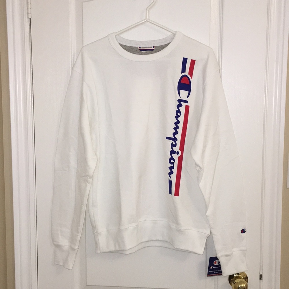 White Champion Crewneck.